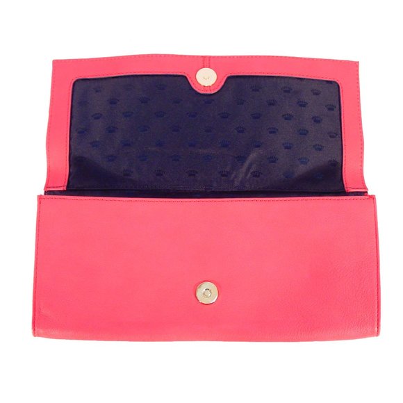 JUICY COUTURE Gold Lock Pink Leather Envelope Clutch Bag $198 - Picture 6 of 12